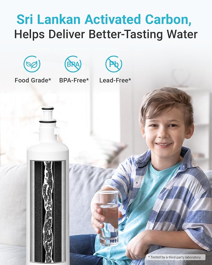 AQUA CREST AQF-FF19C Replacement for GE® RPWFE®, RPWF (with CHIP) Refrigerator Water Filter, Compatible with GYE22HMKES, GYS22GMNES, GYE22HBLTS, DFE28JSKSS, GFE28HMHES, GNE29GYNFS, 2 Filters