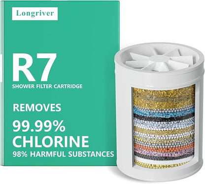 1 Pack 33 Stage Universal Shower Filter Replacement Cartridge V+C+E- Hard Water Purifier Removes Chlorine, Heavy Metals, Iron, Sediments - High Output Water Softener for Skin & Hair