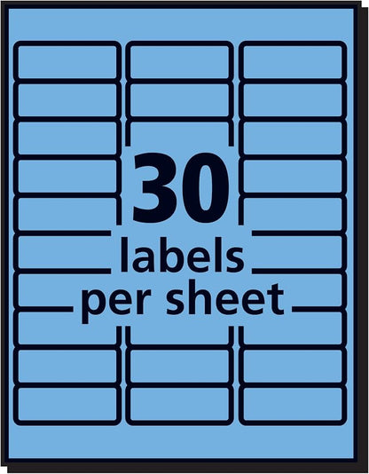 Avery Printable Address Labels with Sure Feed, 1" x 2-5/8", Pastel Blue, 750 Blank Mailing Labels (5980)