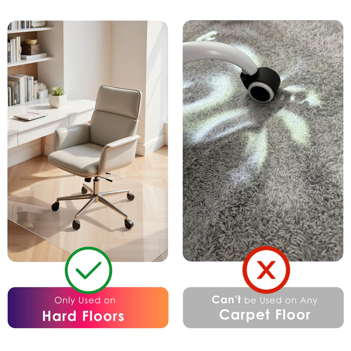 Clear Chair mat for Hardwood Floor 46 x 72 inches Transparent Floor Mats Wood/Tile Protection Mat for Office & Home (46" X 72" Rectangle)