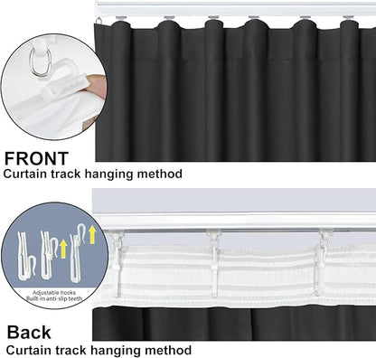 Cbsroro Room Divider Blackout Curtain Track Curtains Wall Dividers Panels Screen for Living Rooms Bedroom Office Privacy Partition Separation, W150 × L96 Inch,1 Panel, Black