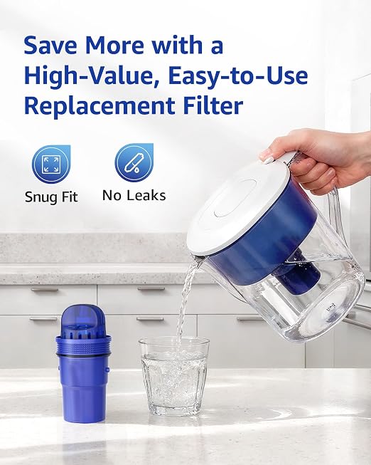Overbest 7010E Pitcher Water Filter Replacement for All PUR®, PUR® Plus Pitcher and Dispenser Filtration Systems, PPF900Z2, CRF950Z, PPF951K, 60 Gallons, 4 Pack