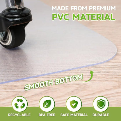 SOONAN Office Chair Mat for Hardwood Floor, 63" x 51" x 0.08" Clear Office Floor Mat, 0.08" Thickness Heavy Duty Computer&Desk Chair Mat,Floor Protector Chair Mats