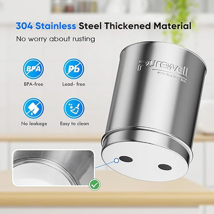Purewell Upgraded 9-Stage Gravity Water Filter System with Water Level Window, 0.01μm Ultra-Filtration Countertop System with 2 Filters and Stand, pH 8-9, Reduce 99% Chlorine, BO-PH-2.25G