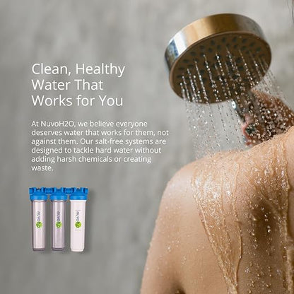 NuvoH2O Advanced 3-Stage Citrus-Based, Salt-Free Water Filter System + Water Softener with Carbon and Sediment Filtration – Healthy & Pure Water – Removes Scale (Whole Home Trio System)