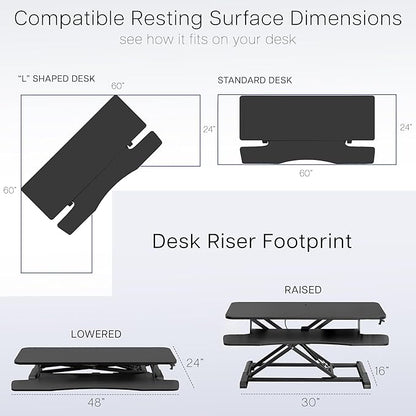 VIVO 48 inch Desk Converter, K Series, Height Adjustable Sit to Stand Riser, Dual Monitor and Laptop Workstation with Wide Keyboard Tray, Rustic Vintage Brown Top, Black Frame, DESK-V048KN