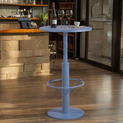 42" Tall Modern Industrial Bar Table-23.6" Dia Round Metal Top Bar Height Adjustable Standing Pub Table-Dining Room Bistro Table-Cocktail Use (Pigeon Blue)