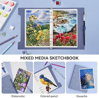 Lightwish Watercolor Sketchbook,100% Cotton Acid Free Watercolor Journal,300gsm/140lb Cold Press Watercolor Paper for Artists,Adults,Students,20 Sheets,9.25 * 6.3 Inches