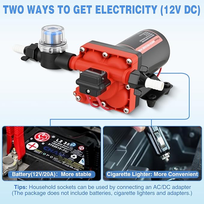 Nilight RV Water Pump 12v Diaphragm Pump 6.0 GPM 70 PSI with Pressure Switch & Strainer 12 Volt DC Heavy Duty Camper RV Pump Upgrade Self-Priming Low Noice for RV Marine Yacht Caravan Camper Trailer