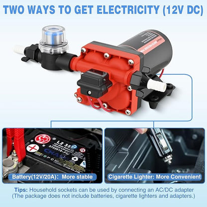 Nilight RV Water Pump 12v Diaphragm Pump 6.0 GPM 70 PSI with Pressure Switch & Strainer 12 Volt DC Heavy Duty Camper RV Pump Upgrade Self-Priming Low Noice for RV Marine Yacht Caravan Camper Trailer
