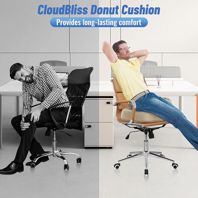 CloudBliss Donut Pillow Seat Cushion Chair Pad for Tailbone Pain Relief and Hemorrhoids, Memory Foam Seat Chair Cushion for Men and Women for Home & Office, (Khaki-2XL)