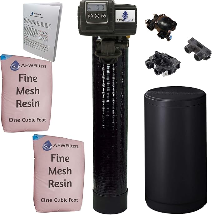 AFWFilters Iron Pro 2 Combination Water Softener Iron Filter Fleck 5600SXT Digital Metered Valve 64,000 Grain - High Flow for Whole House Use - Removes Hardness, Iron, Manganese, Sediment, Rust