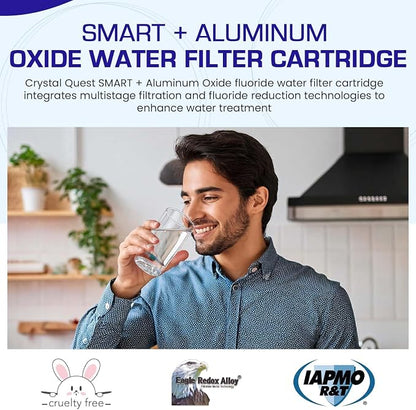 Crystal Quest SMART + Aluminum Oxide Water Filter Cartridge – Reduces Fluoride & Chlorine – 1-Micron Filtration for Clean, Great-Tasting Water – Long-Lasting Performance