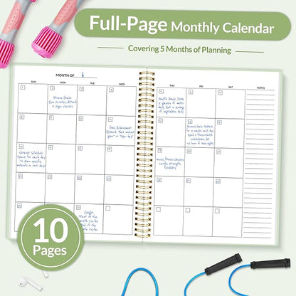 Fitness Journal Workout Planner for Women & Men, A4 (8.5" x 11") Workout Journal Log Book Planner Gift for Track Gym Essentials, Home Workouts, Track Progress, Achieve Wellness Goals, Green