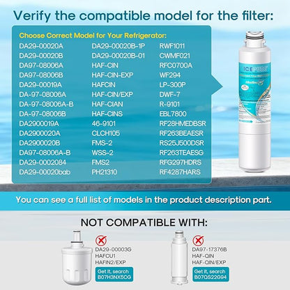 ICEPURE Alkaline DA29-00020B Refrigerator Water Filter Replacement for Samsung HAF-CIN/EXP HAF-CIN, DA29-00020A/B, DA29-00020B-1, 46-9101, RF28HMEDBSR, RF263BEAESR, HDX FMS-2, Enhances PH, 5Pack