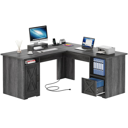 L Shaped Desk with Power Outlets