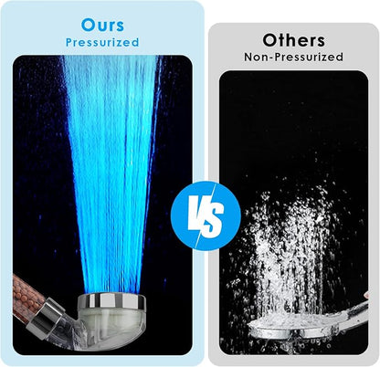 Vacto Temperature Controlled 3-color Changing Shower Head Kit, Water Saving Showerheads with Filtration Beads, LED High Pressure Handheld Shower Head Set (No Hose and Bracket)