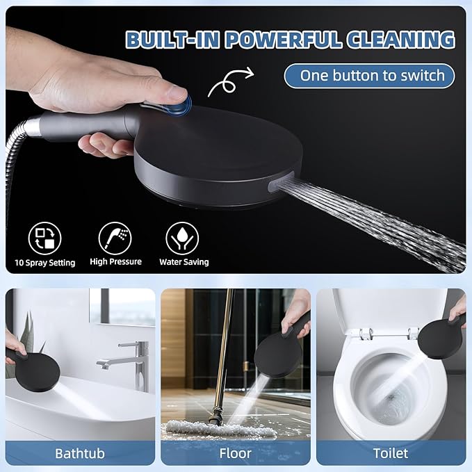 All Metal Rain Shower Head, 10” High Pressure Rainfall Shower Head with Handheld Spray, 10-Mode Powerful Cleaning Handheld Showerhead, 16" Stainless Steel Adjustable Extension Arm, Oil Rubbed Bronze