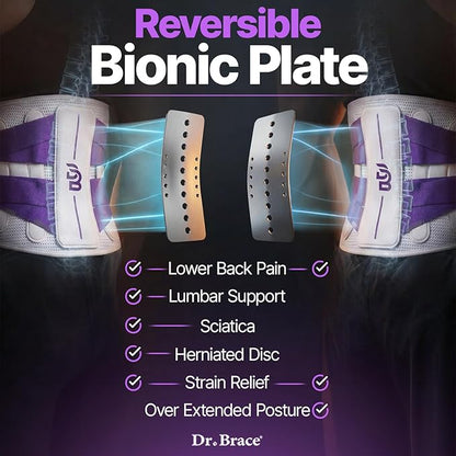 DR. BRACE® Lower Back Brace for Men & Women for Lower Back Pain Relief, Revolutionary Versatile Splints System & Removable Lumbar Pad, Adjustable & Breathable Back Support Brace (47.2-53.1″)