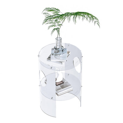 Clear Acrylic End Table, 2-Tier Tray Nightstand with Sturdy Design, Easy Assembly, Compact Size for Small Spaces, Modern Transparent Furniture for Bedroom or Living Room