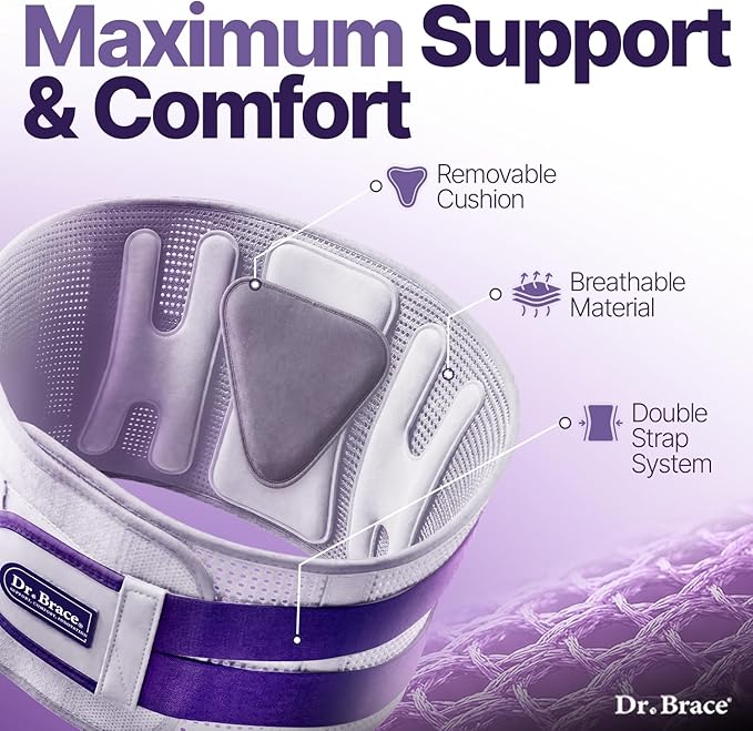 DR. BRACE® Lower Back Brace for Men & Women for Lower Back Pain Relief, Revolutionary Versatile Splints System & Removable Lumbar Pad, Adjustable & Breathable Back Support Brace (53.1-59.1″)