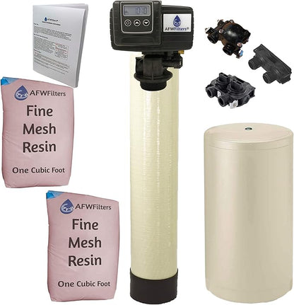 AFWFilters Iron Pro 2 Combination Water Softener Iron Filter Fleck 5600SXT Digital Metered Valve 64,000 Grain - High Flow for Whole House Use - Removes Hardness, Iron, Manganese, Sediment, Rust