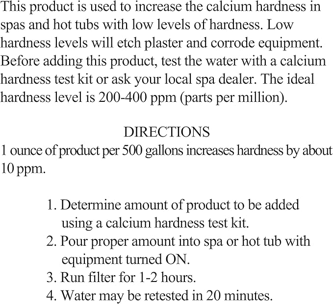 SpaChoice 1-Quart 6-Pack Premium Increase Calcium, Liquid Calcium Hardness Increaser Hot Tub, Made in USA