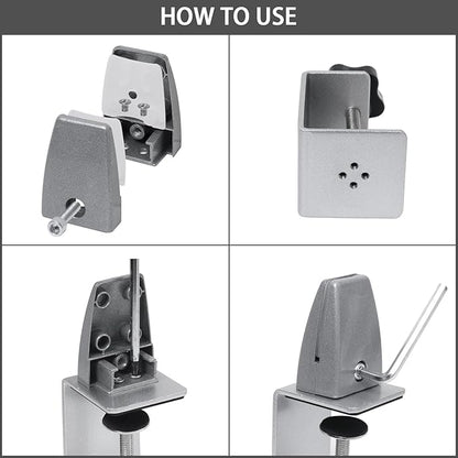 Heavy Duty Sneeze Guard Clamp For 0.1" to 1" Thick Panel,Desk Partition Support Clamps,Adjustable Aluminum Desktop Divider Holder,Easy to Install Desk Privacy Panel Clips, 4 Pack,Silver