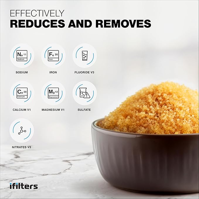 iFilters Resin Media Replacement for Water Softeners - 0.25 / ¼ Cubic Foot (CuFt) | 100% Ion Exchange Quality Cation | 8,000 Grain Capacity | Certified (MED-CAT-025)