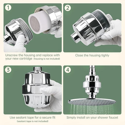 Universal Shower Filter Replacement Cartridge, 6 Pack 20 Stage Shower Head Filter for Hard Water, Microporous Pressurization High output Water Filter Compatible Similar Design, 10000 Gallons 3 Month