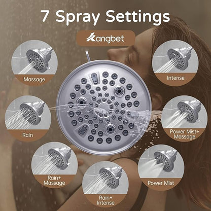 Filtered Shower Head,Shower Head Filter for Hard Water - Detachable Showerhead for Hard Water Harmful Substances Improves Skin & Hair - Nickel