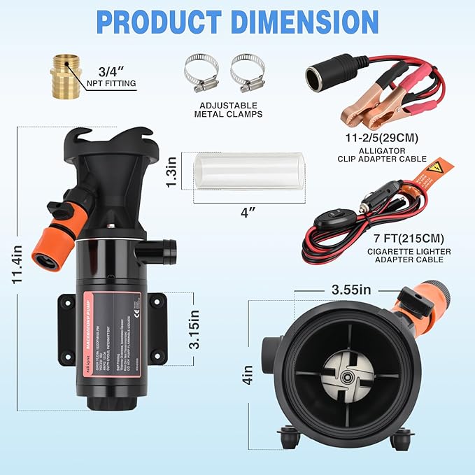 Nilight Macerator Pump for RV 12V 12GPM Portable Quick Release Self-Priming RV Macerator Pump for Sewage Waste sewer Pump Kit with Hose Fittings Discharge Port Carry Bag for Camper Boat Kitchen Marine