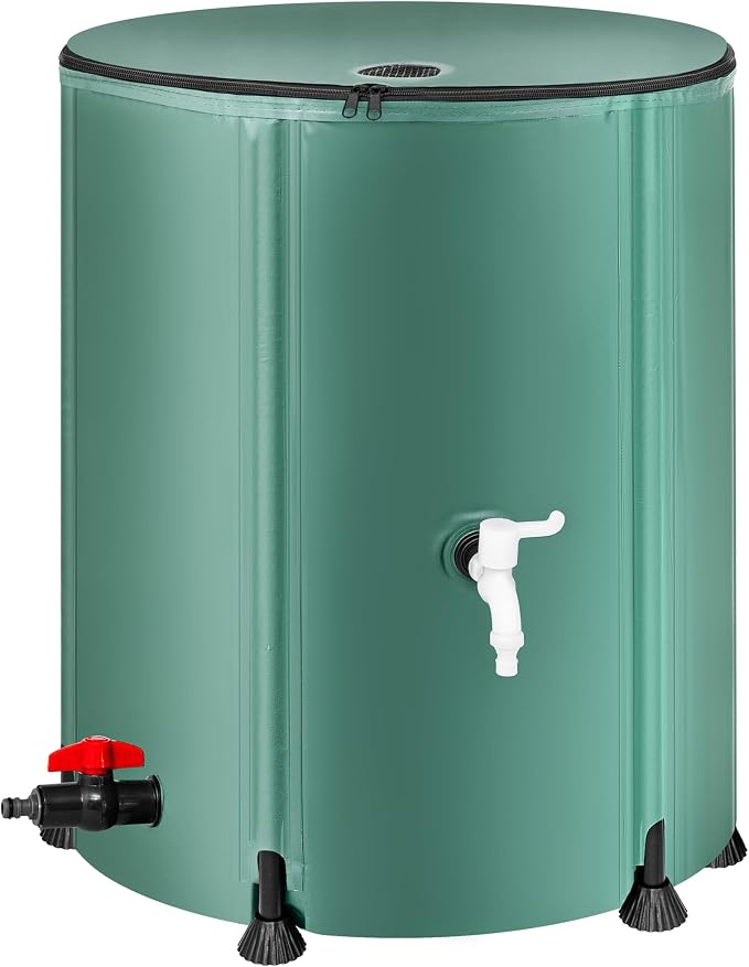 Collapsible Rain Barrel Water Storage Containers-53 Gallon Portable Rainwater Collect System Water Tank to Collect Rainwater from Gutter Downspout Water Catcher with Spigots,Filter＆Overflow Kits