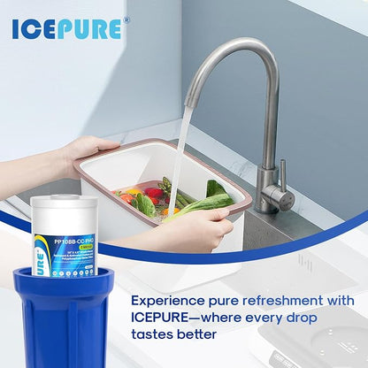 ICEPURE 5 Micron 10" x 4.5" Whole House Sediment Activated Carbon and Anti Scale Water Filter Compatible with GE FXHTC, GXWH40L, Whirlpool WHKF-GD25BB GXWH35F Dupont WFHD13001 RFC-BBSA W50PEHD, 1PACK