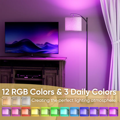 Battery Operated Floor Lamp, RGB Dimmable Cordless Standing Lamp with Remote Control for Living Room, Tall Floor Lamp for Bedroom