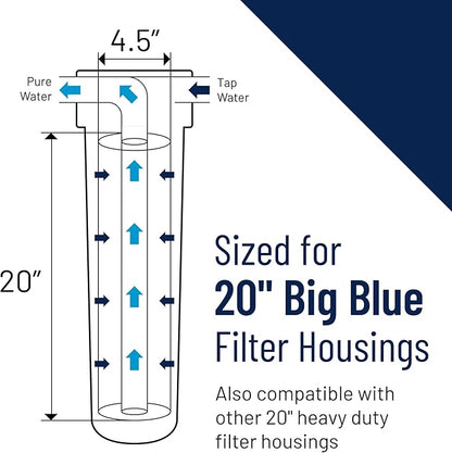 Pentair Pentek DGD-2501-20 Big Blue Water Filter, 20-Inch Whole House Sediment Filter Cartridge Replacement, Dual-Gradient Density Spun Polypropylene, 20" x 4.5", 1 Micron, Pack of 1, White