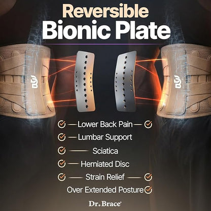 DR. BRACE® Lower Back Brace for Men & Women for Lower Back Pain Relief, Revolutionary Versatile Splints System & Removable Lumbar Pad, Adjustable & Breathable Back Support Brace (47.2-53.1″)