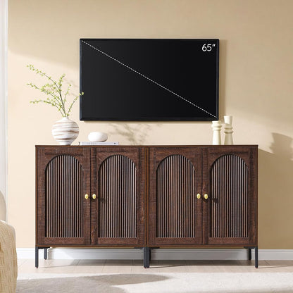 61.75" W Mid Century Modern TV Stands for Living Room, Brown