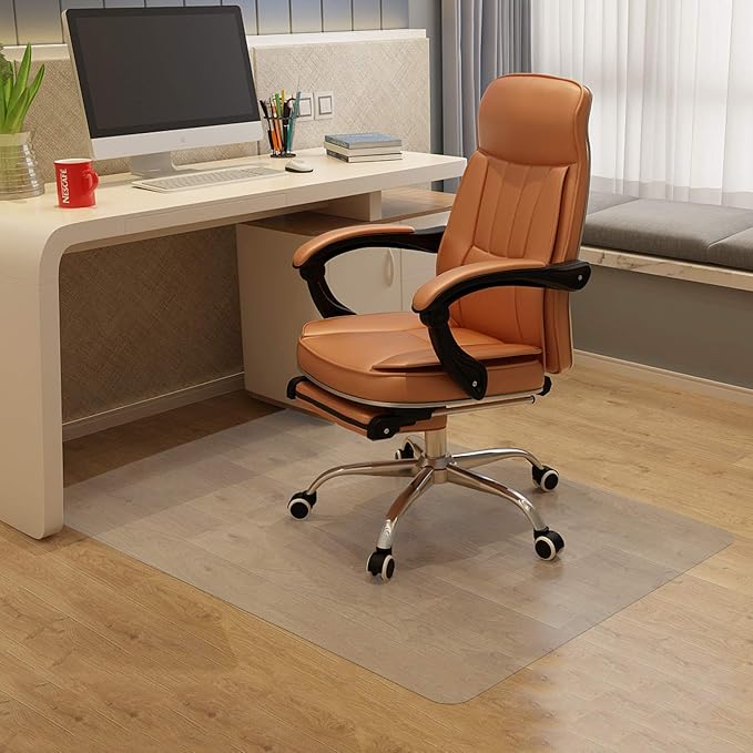 Office Chair Mat for Hardwood Floor, 48”x 36” Vinyl Desk Chair Mat Clear Floor Protector Mat for Rolling Chair Office & Home, Easy Glide and Flat Without Curling