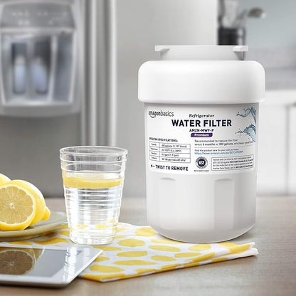 Amazon Basics Replacement Water Filter Cartridge Compatible with GE MWF Refrigerator, Easy to Install, NSF/ANSI 42 Certified, Reduces Lead, 1-Pack