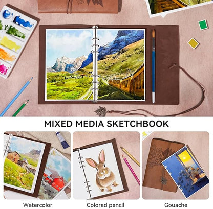 Lightwish Watercolor Sketchbook,100% Cotton Acid Free Watercolor Journal,300gsm/140lb Hot Press Watercolor Paper for Artists,Adults,Students,20 Sheets,9.25 * 6.3 Inches