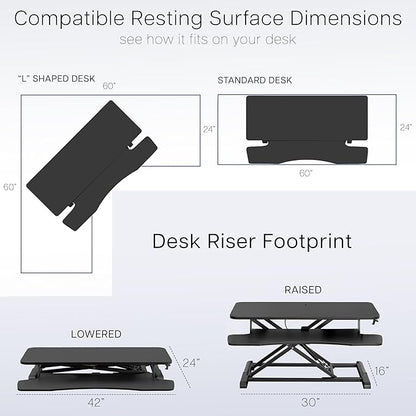 VIVO 42 inch Desk Converter, K Series, Height Adjustable Sit to Stand Riser, Dual Monitor and Laptop Workstation with Wide Keyboard Tray, Light Wood Top, White Frame, DESK-V042KF