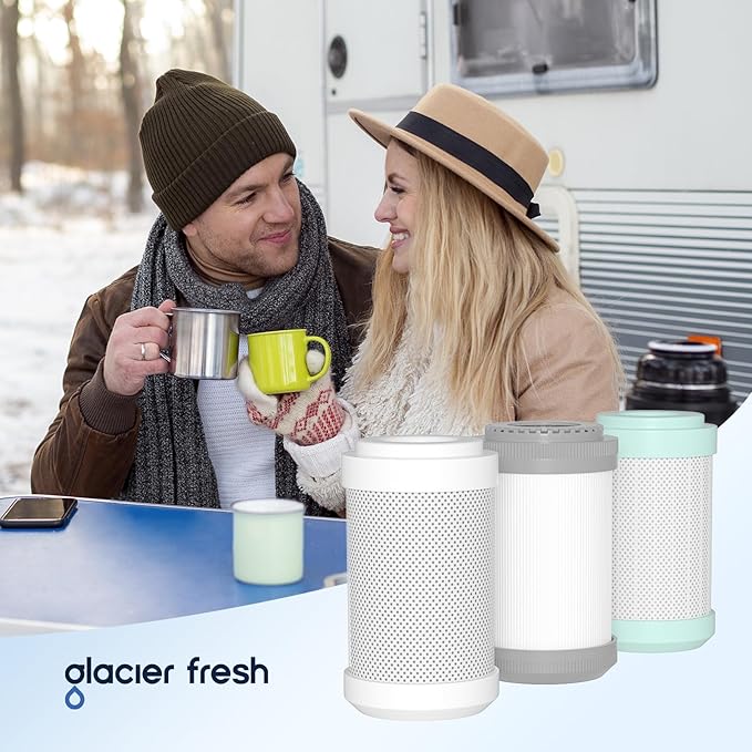 GLACIER FRESH Replacement cartridges for RV Water Filter System, 0.2 Micron High Flow Filter, Sediment “Longevity” by GLACIER FRESH, and Granular Activated Carbon “Tasty”.… 3 Pack (1 set)