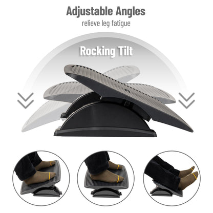 Foot Rest, Under Desk at Work, Ergonomic, Height Adjustable, Office, Plastic, Black