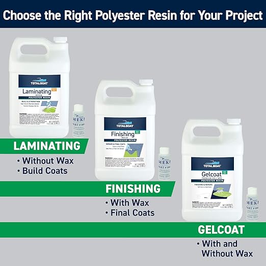 TotalBoat Polyester Laminating Resin - Marine Grade Fiberglass Resin and MEKP Catalyst for Layups and Repairs (Quart)