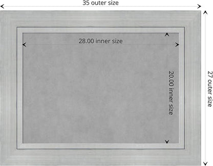 Amanti Art Silver Framed Magnetic Board 27x35 Medium Vision Board for use with Magnets, 100% Metal Sheet to Display Items as Office Decor or for Home Organization in mudroom, Kitchen or Kids Room