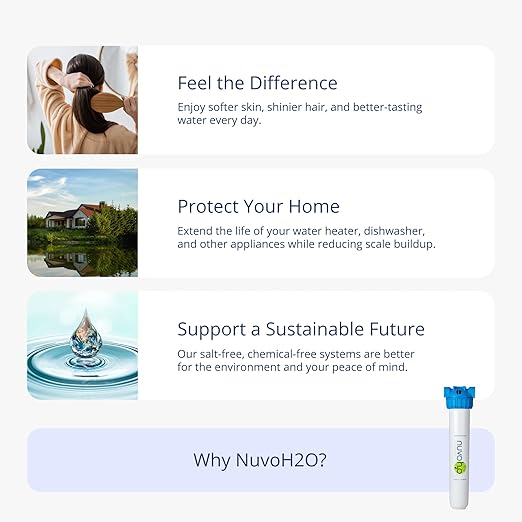 NuvoH2O Replacement Cartridge for Home System, Citrus Filtered, Salt-Free Water Filter System + Water Softener – Healthy & Pure Water – Removes Hard Water Build Up