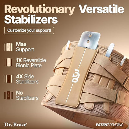 DR. BRACE® Lower Back Brace for Men & Women for Lower Back Pain Relief, Revolutionary Versatile Splints System & Removable Lumbar Pad, Adjustable & Breathable Back Support Brace (47.2-53.1″)