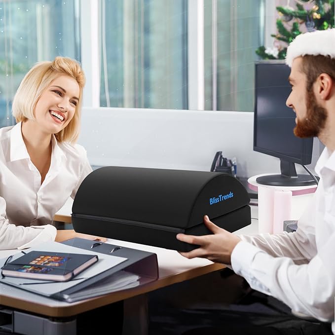 BlissTrends Foot Rest for Under Desk at Work-Versatile Foot Stool with Washable Cover-Comfortable Footrest with 2 Adjustable Heights for Car,Home and Office to Relieve Back,Lumbar,Knee Pain-Black