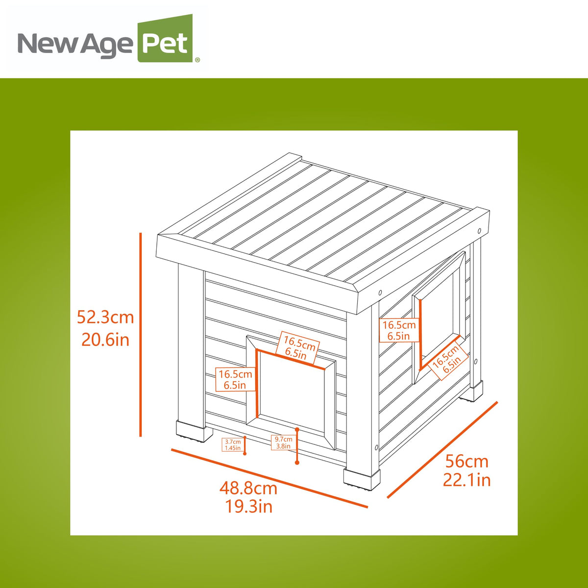 Outdoor Cat House, Weather‑Resistant, Dual Door Flaps, 21" W x 20" H